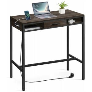 Barbord/stående skrivebord industriell design med skuff 99,8×40×104,6 cm mørkebrun Barbord/stående skrivebord industriell design med skuff 99,8×40×104,6 cm mørkebrun