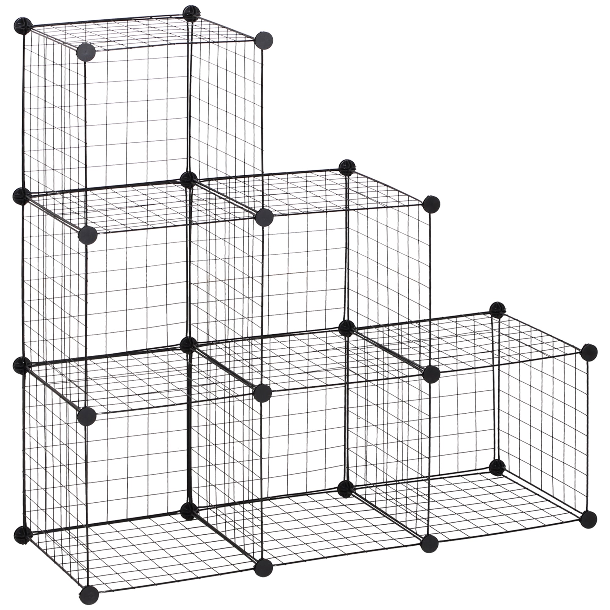 Kubeskap justerbart DIY 109×37×109 cm metall trådhylleskap svart (6 kuber)
