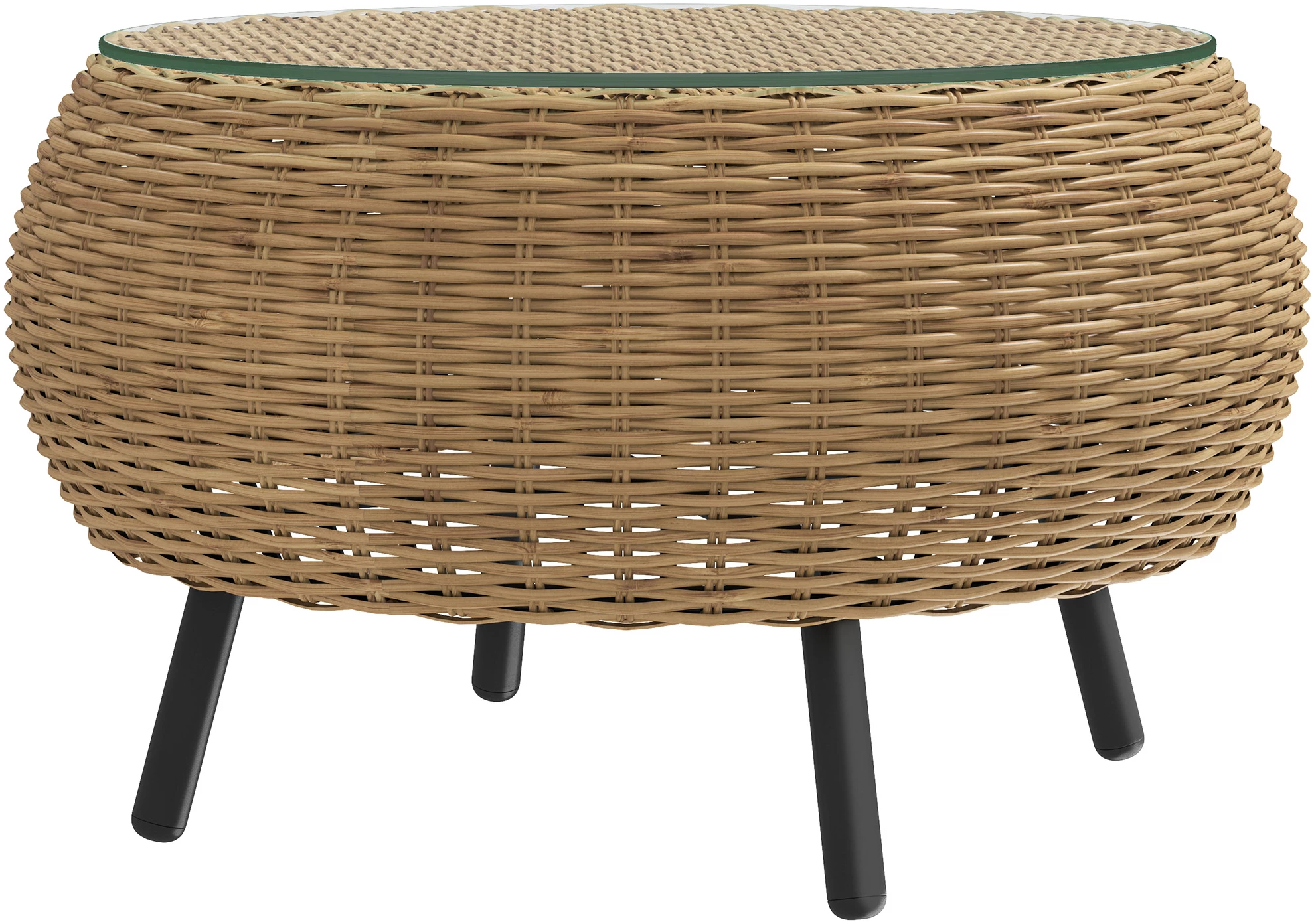 Rundt balkongbord i PE-rotting med herdet glass – Ø75 cm AS Rundt balkongbord i PE-rotting med herdet glass – Ø75 cm AS