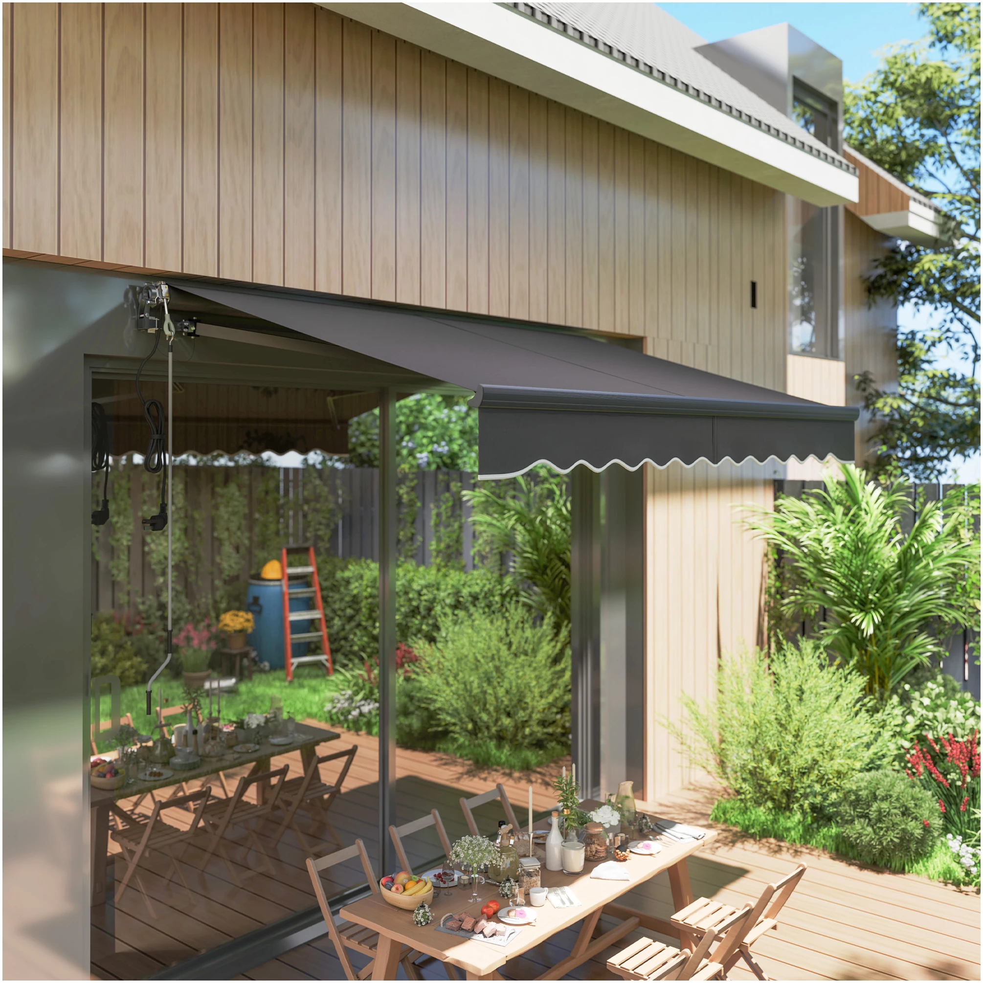 Elektrisk Markise med Fjernkontroll – 296 x 250 cm, UV-beskyttelse & justerbar helning AS Elektrisk Markise med Fjernkontroll – 296 x 250 cm, UV-beskyttelse & justerbar helning AS