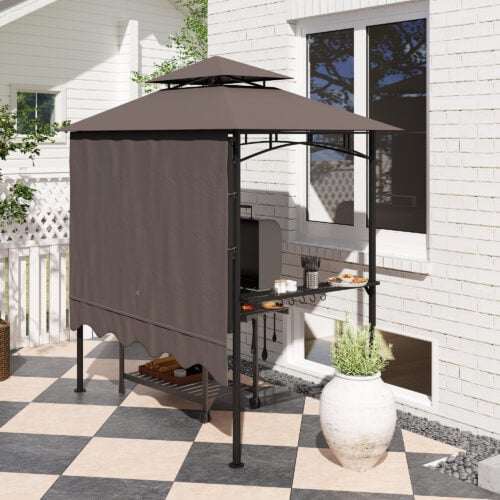 Grillpaviljong med hyller flammehemmende 242 x 149 x 248 cm AS Grillpaviljong med hyller flammehemmende 242 x 149 x 248 cm AS