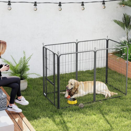 Fleksibel hundegård i stål – 6 paneler med dør, 100 cm høy sikkerhetsinnhengning AS Fleksibel hundegård i stål – 6 paneler med dør, 100 cm høy sikkerhetsinnhengning AS
