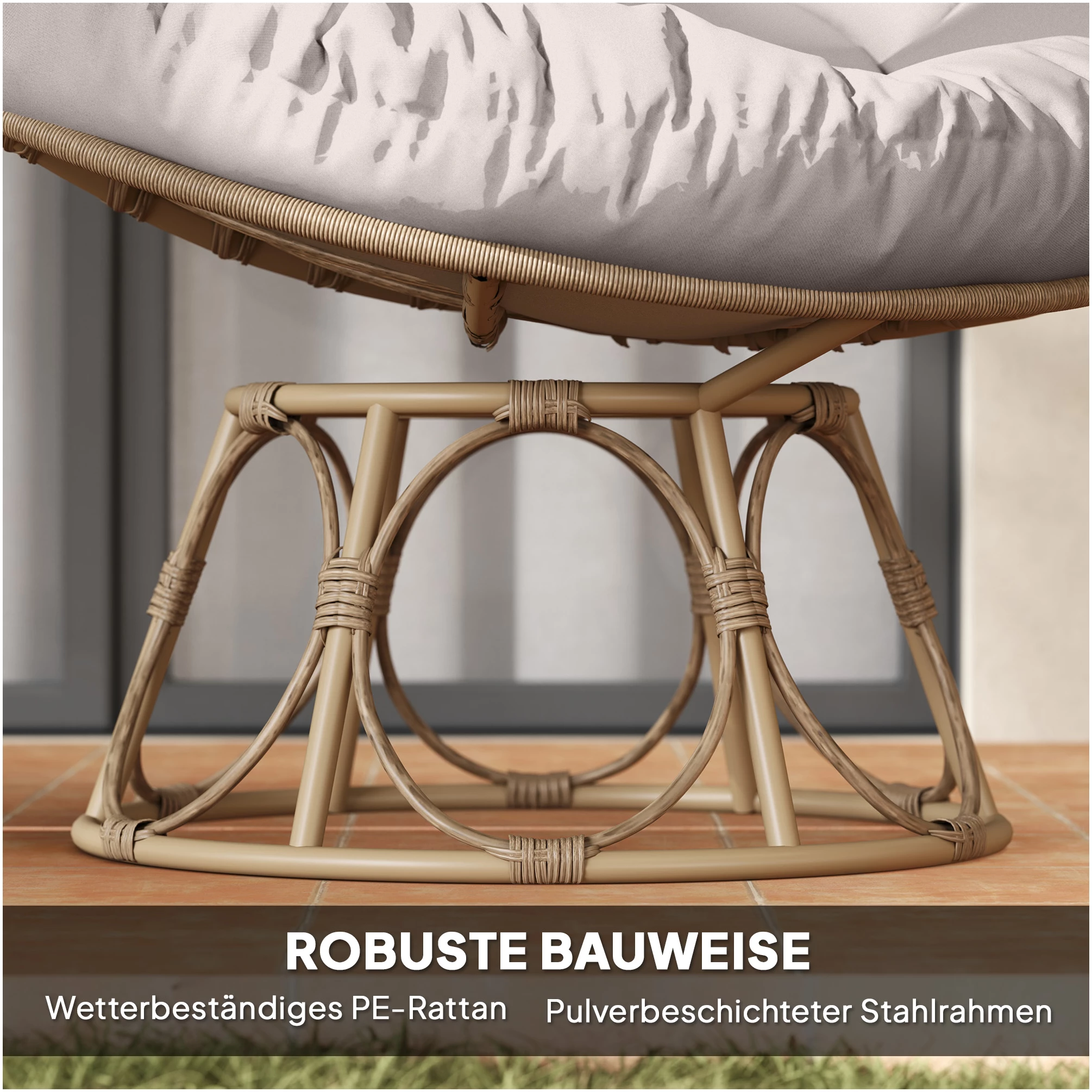 Rund stol med 360° rotasjon og sittepute 90×78×76 cm for ute og inne AS Rund stol med 360° rotasjon og sittepute 90×78×76 cm for ute og inne AS