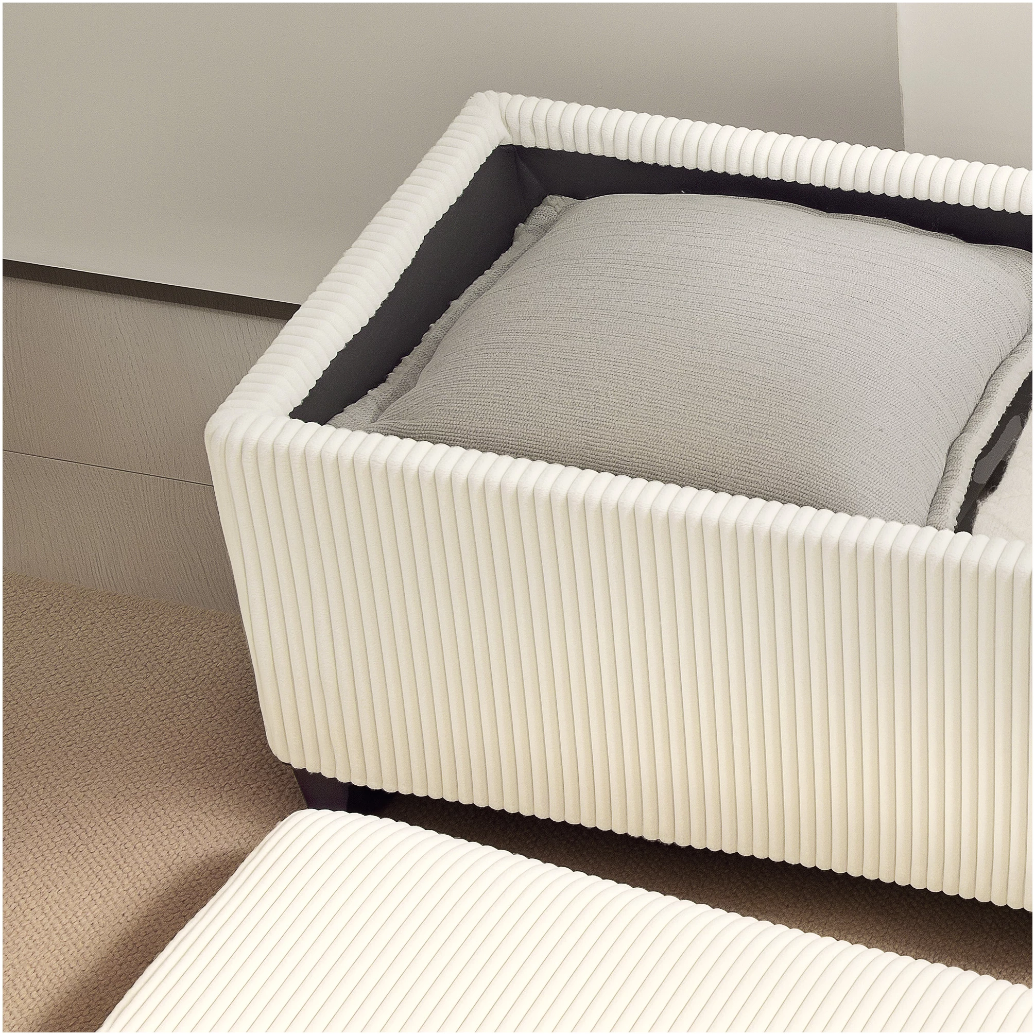 Oppbevaringskrakk Manchester Beige med Skjult Oppbevaring og Stålramme – 112 x 42 x 40 cm AS Oppbevaringskrakk Manchester Beige med Skjult Oppbevaring og Stålramme – 112 x 42 x 40 cm AS