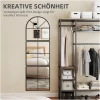 Veggspeil gulv-vindusdesign metallramme 60 × 2 × 180 cm – sort, buet topp, splinterbeskyttet glass