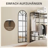 Veggspeil gulv-vindusdesign metallramme 60 × 2 × 180 cm – sort, buet topp, splinterbeskyttet glass