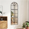 Veggspeil gulv-vindusdesign metallramme 60 × 2 × 180 cm – sort, buet topp, splinterbeskyttet glass