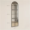 Veggspeil gulv-vindusdesign metallramme 60 × 2 × 180 cm – sort, buet topp, splinterbeskyttet glass