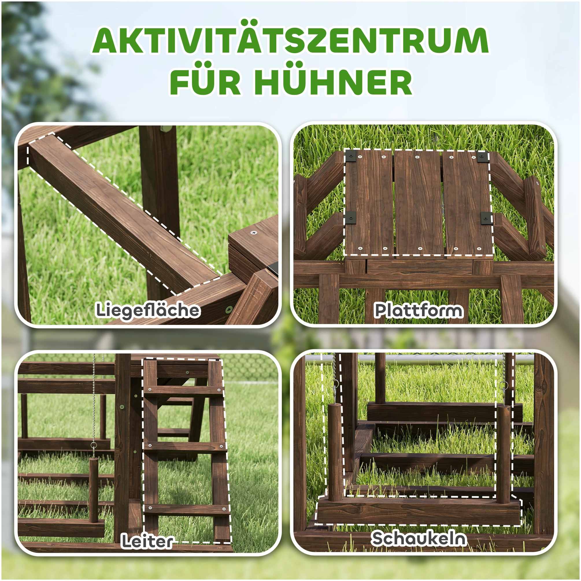 Aktivitetsstativ for høns med husker, ramper og sittepinner AS Aktivitetsstativ for høns med husker, ramper og sittepinner AS