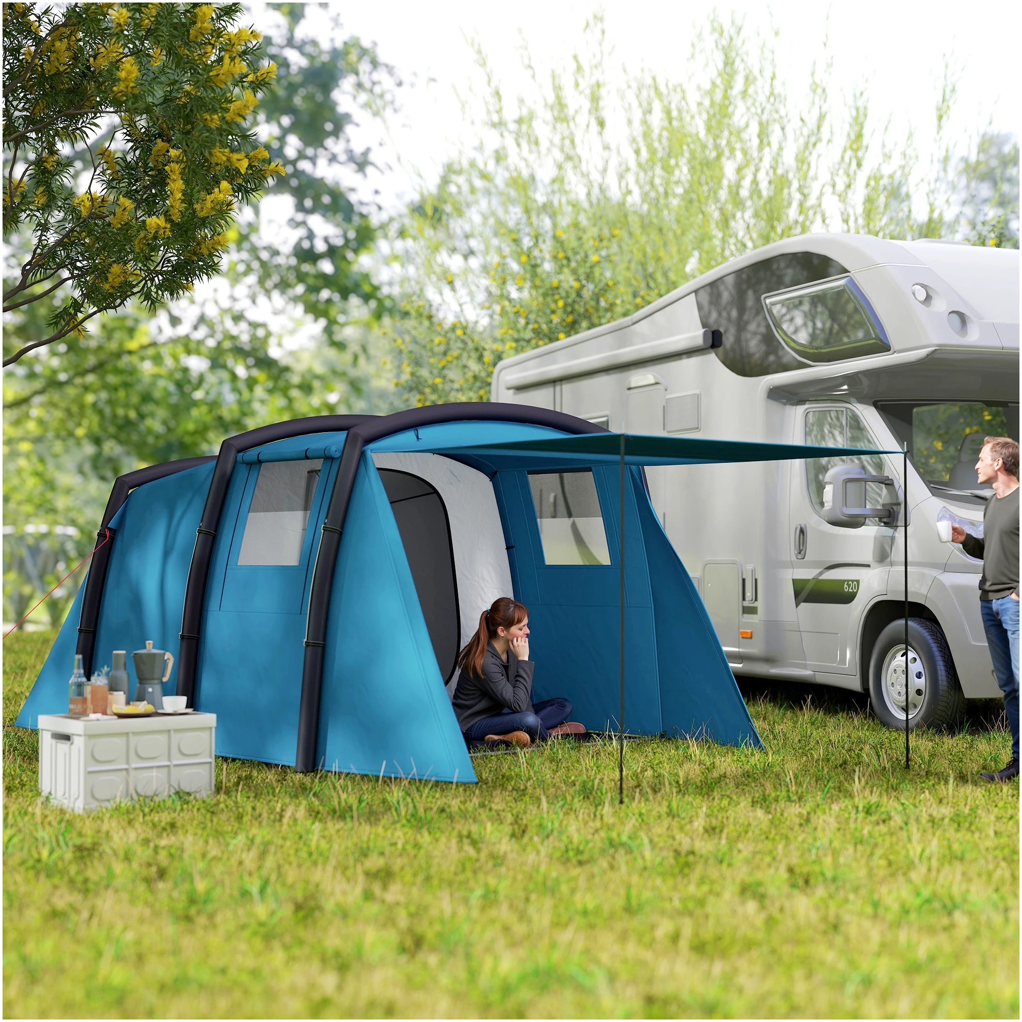 Oppblåsbart campingtelt for 4–6 personer – Hurtigoppsett – Blå AS Oppblåsbart campingtelt for 4–6 personer – Hurtigoppsett – Blå AS