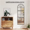 Veggspeil gulv-vindusdesign metallramme 60 × 2 × 180 cm – sort, buet topp, splinterbeskyttet glass