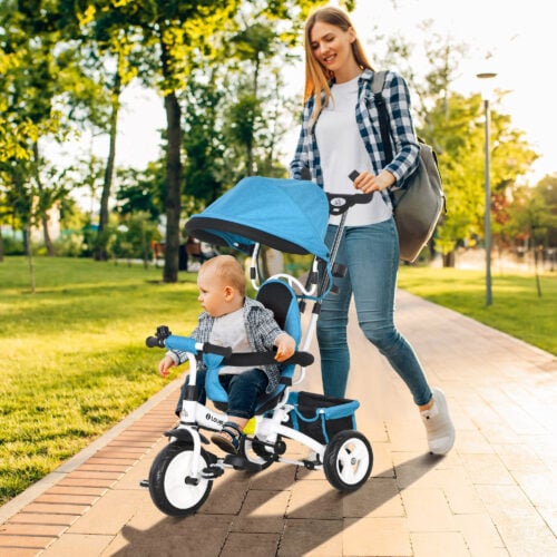 6-i-1 trehjulsykkel / barnevogn blå for 1–5 år maks 25 kg