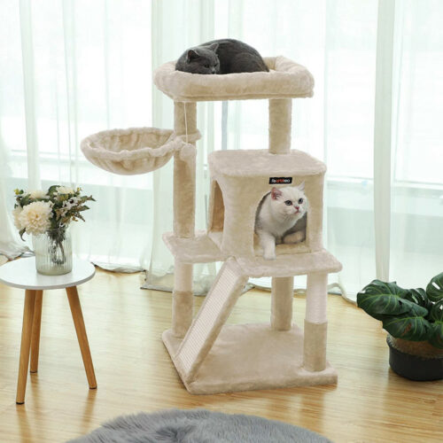 Klorestativ - Kattetre med stor plattform 48 x 48 x 96 cm Beige  