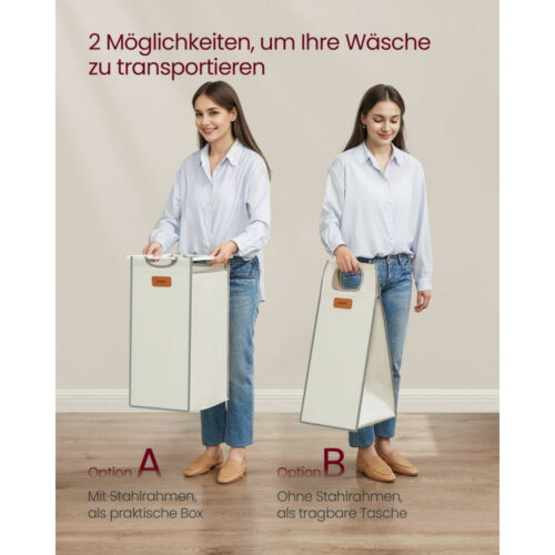 Rullbar skittentøysorterer med 3 kurver – Beige – 68,6 x 33 x 80,5 cm Rullbar skittentøysorterer med 3 kurver – Beige – 68,6 x 33 x 80,5 cm