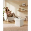 Sittepuff med fleeceoverflate og oppbevaring – Kremhvit – 38 x 38 x 38 cm