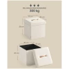 Sittepuff med fleeceoverflate og oppbevaring – Kremhvit – 38 x 38 x 38 cm