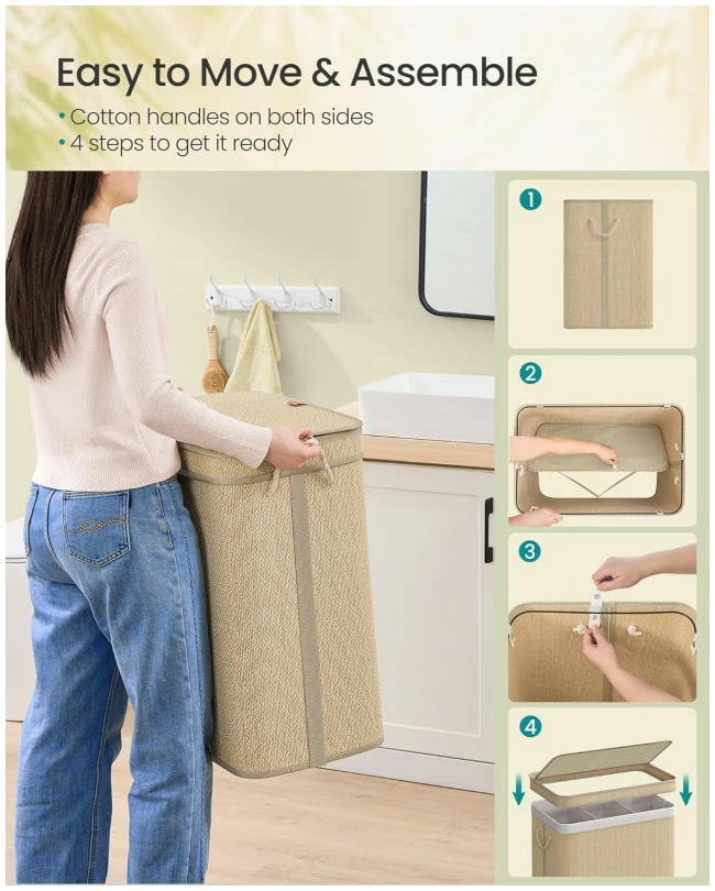 Bambus Skittentøyskurv Med Lokk 90 L Eik Bambus Skittentøyskurv Med Lokk 90 L Eik