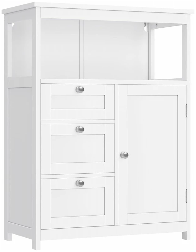 Baderomsskap med 3 Skuffer og Åpen Hylle – 60 x 30 x 80 cm, Hvit Baderomsskap med 3 Skuffer og Åpen Hylle – 60 x 30 x 80 cm, Hvit