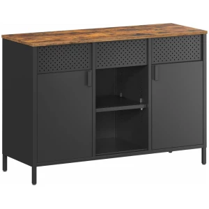 Skjenk i Industriell Stil – Vintagebrunt Tre & Matt Svart Metall, 110 x 40 x 76 cm Skjenk i Industriell Stil – Vintagebrunt Tre & Matt Svart Metall, 110 x 40 x 76 cm