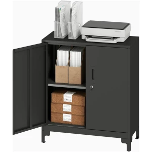 Låsbart Metalls skap med Hyller – Sikker Oppbevaring for Hjem & Kontor Svart AS 