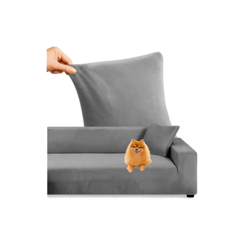 Sofatrekk universell passform 145-185 cm – elastisk vanntett velour, grå Sofatrekk universell passform 145-185 cm – elastisk vanntett velour, grå