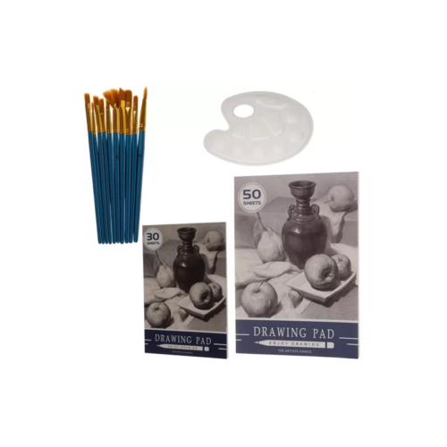 Male- og Tegnesett for Barn – 130 deler med Trekasse, Kunstsett