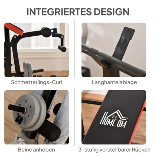 Multifunksjonell vektbenk 6-i-1 justerbar treningsbenk for fullkroppstrening hjemme