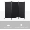 Romdeler Skjermvegg 3 Paneler – Metallramme & Sammenleggbar Design 253 x 50 x 182 cm Svart