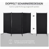 Romdeler Skjermvegg 3 Paneler – Metallramme & Sammenleggbar Design 253 x 50 x 182 cm Svart