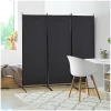 Romdeler Skjermvegg 3 Paneler – Metallramme & Sammenleggbar Design 253 x 50 x 182 cm Svart
