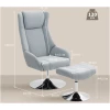 Lenestol med Fotskammel Skandi Ergonomisk Design, 360° Rotasjon Grå