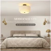 Taklampe rund i naturlig lin med 2 lag Ø40 cm 3×E14