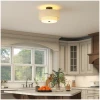 Taklampe rund i naturlig lin med 2 lag Ø40 cm 3×E14