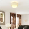 Taklampe rund i naturlig lin med 2 lag Ø40 cm 3×E14