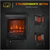 Elektrisk peis stående med 180° LED-flammeeffekt & doble varmenivåer Svart