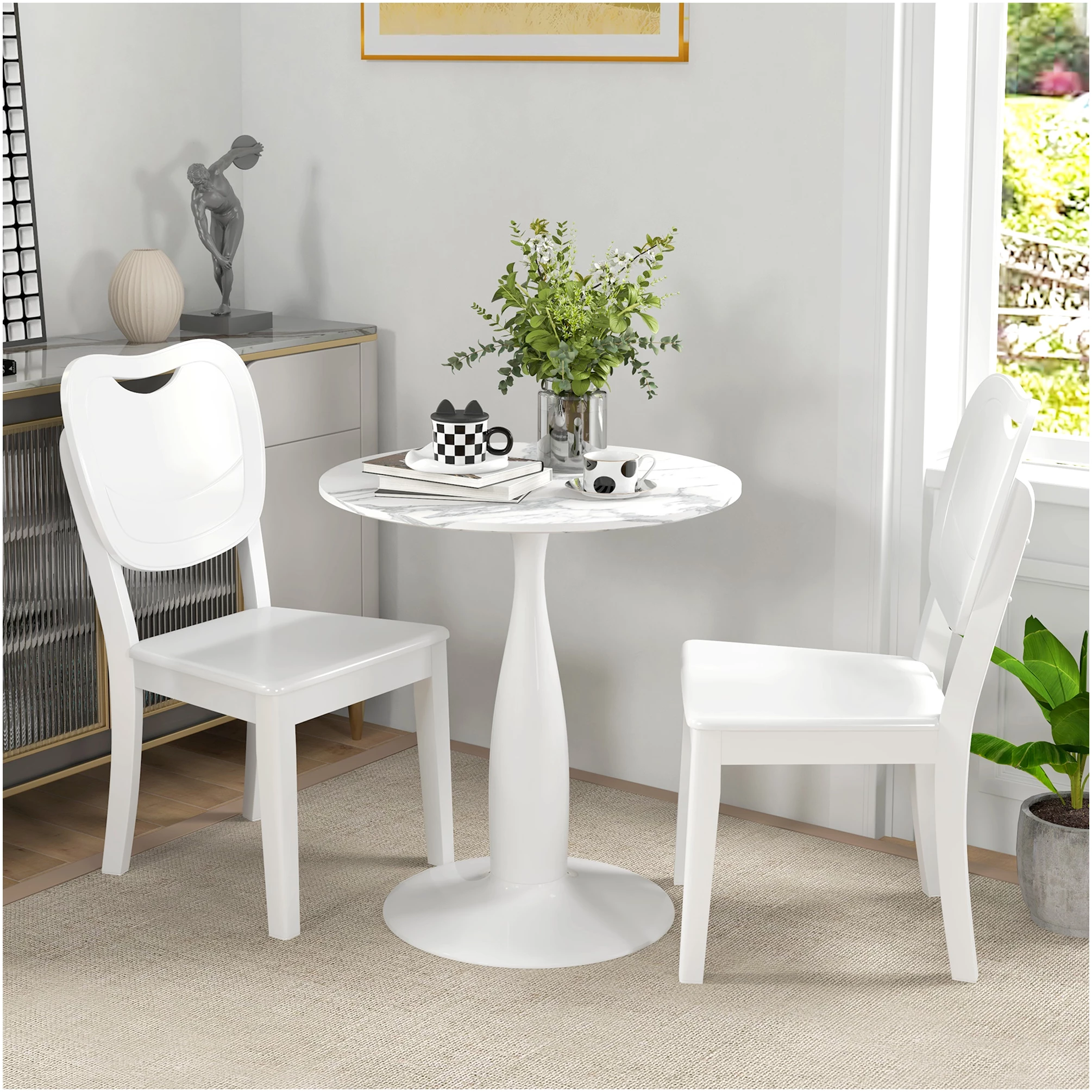 Kjøkkenbord – Spisebord for To Moderne Rundt MarmorLook Hvit 70 x 74 cm Tre & Stål AS Kjøkkenbord – Spisebord for To Moderne Rundt MarmorLook Hvit 70 x 74 cm Tre & Stål AS