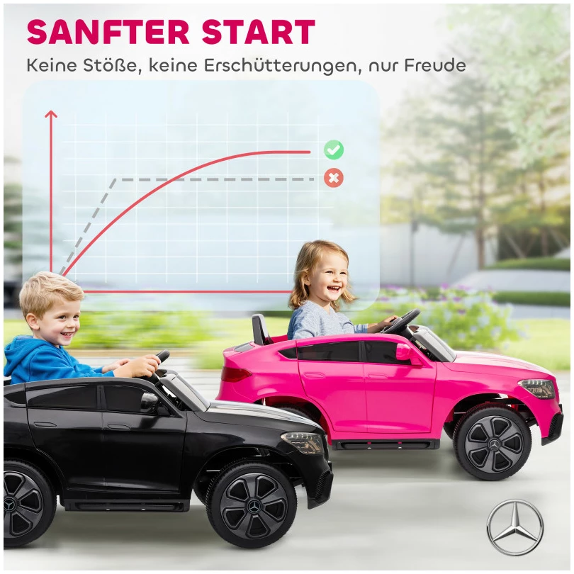 Barnebil Mercedes-Benz GLC Coupé rosa 12V lisensiert med fjernkontroll, LED-lys MP3 105×68×50 cm Barnebil Mercedes-Benz GLC Coupé rosa 12V lisensiert med fjernkontroll, LED-lys MP3 105×68×50 cm