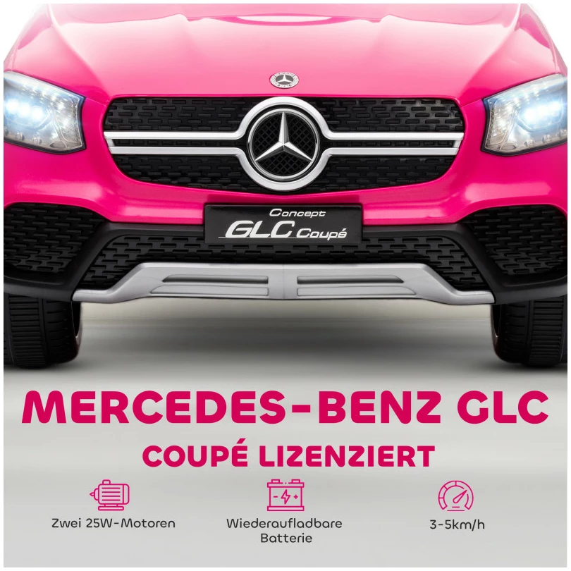 Barnebil Mercedes-Benz GLC Coupé rosa 12V lisensiert med fjernkontroll, LED-lys MP3 105×68×50 cm Barnebil Mercedes-Benz GLC Coupé rosa 12V lisensiert med fjernkontroll, LED-lys MP3 105×68×50 cm