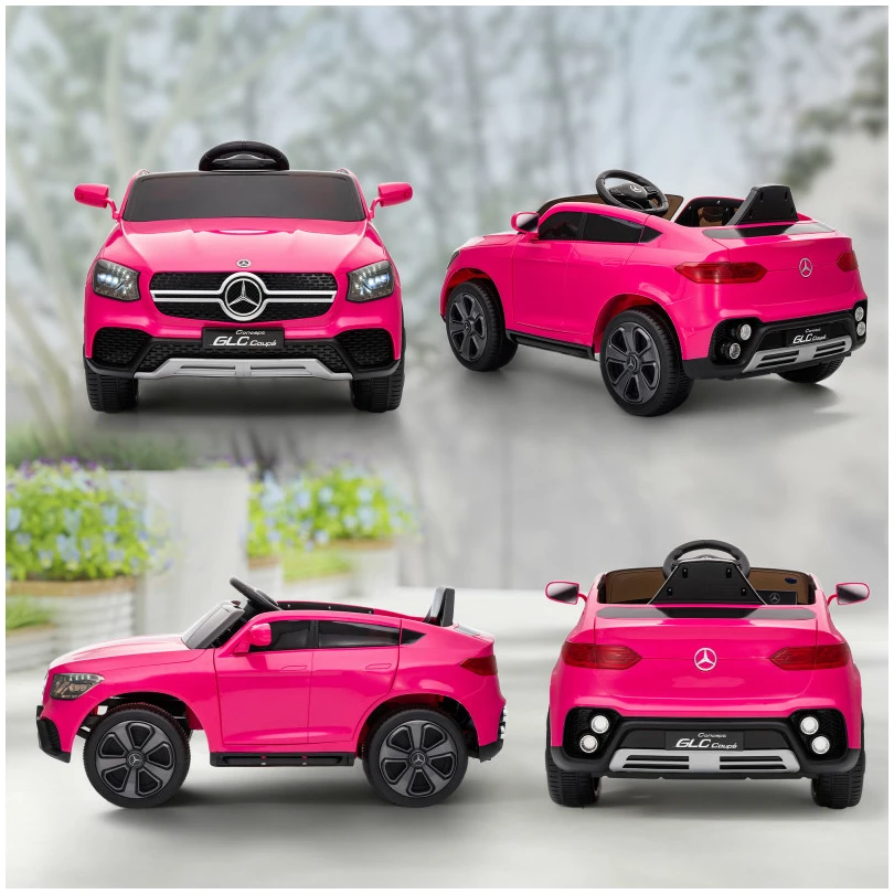 Barnebil Mercedes-Benz GLC Coupé rosa 12V lisensiert med fjernkontroll, LED-lys MP3 105×68×50 cm Barnebil Mercedes-Benz GLC Coupé rosa 12V lisensiert med fjernkontroll, LED-lys MP3 105×68×50 cm