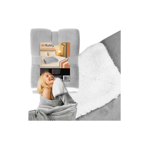 Tosidig teppe 150×200 cm – lysegrå, mykt & varmt sengeteppe eller sofapledd Tosidig teppe 150×200 cm – lysegrå, mykt & varmt sengeteppe eller sofapledd