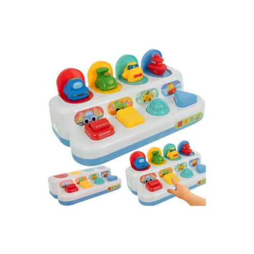 Interaktiv Pop-Up Leke – 4 kjøretøy, sensorisk trening, fra 18 mnd+ Interaktiv Pop-Up Leke – 4 kjøretøy, sensorisk trening, fra 18 mnd+