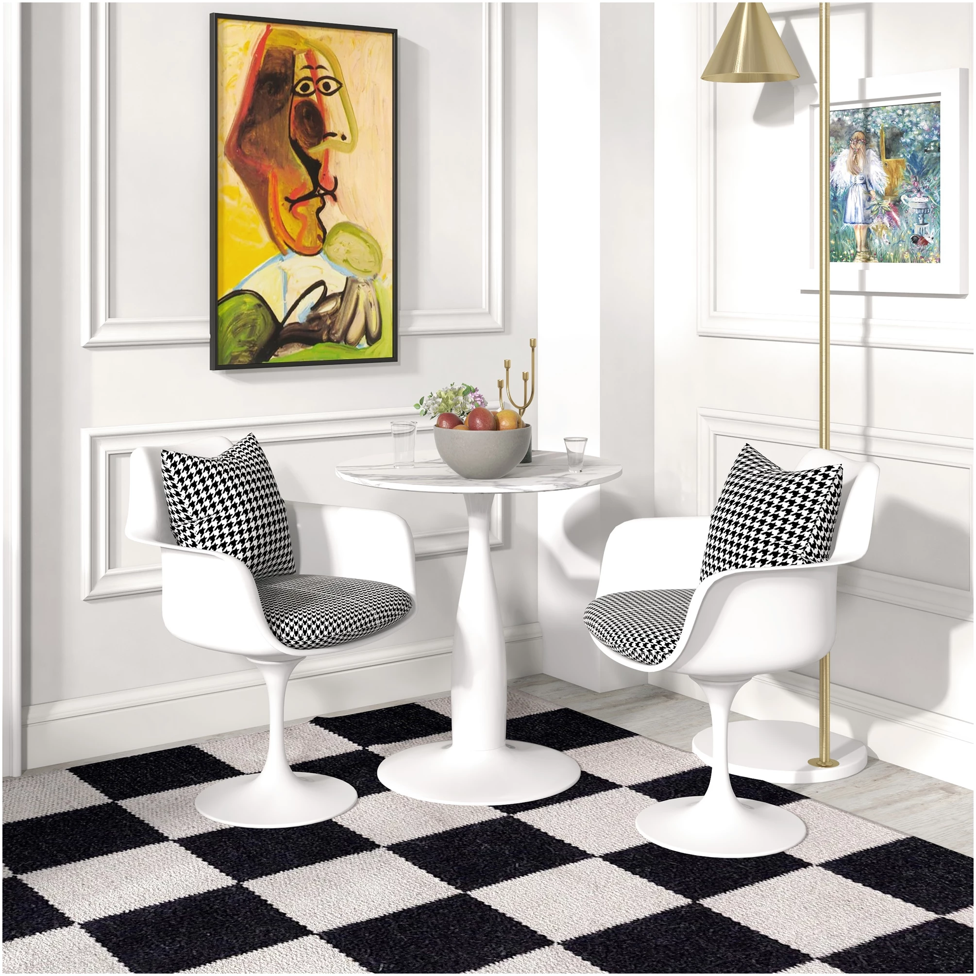 Kjøkkenbord – Spisebord for To Moderne Rundt MarmorLook Hvit 70 x 74 cm Tre & Stål AS Kjøkkenbord – Spisebord for To Moderne Rundt MarmorLook Hvit 70 x 74 cm Tre & Stål AS