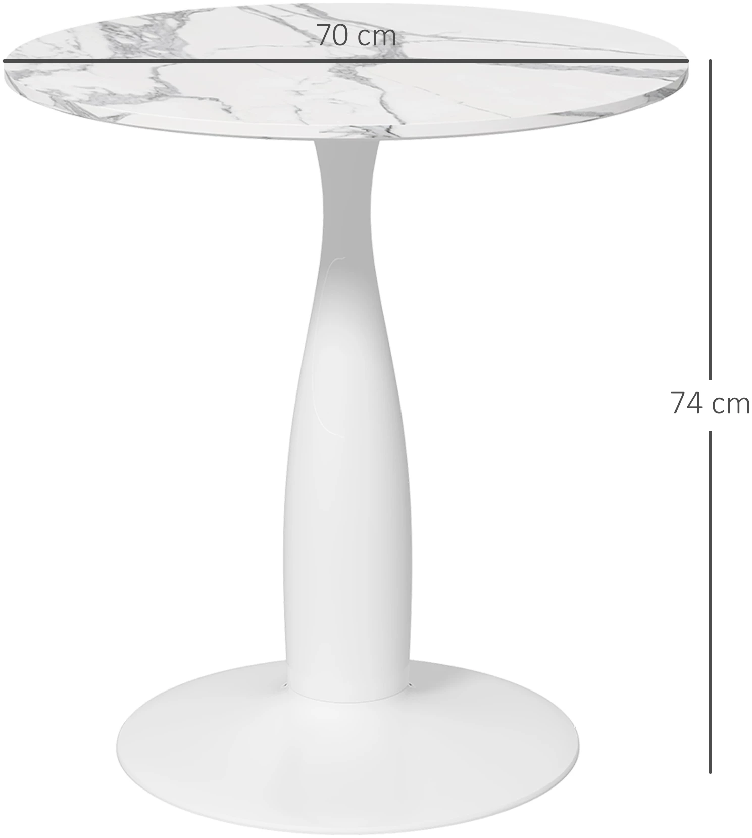 Kjøkkenbord – Spisebord for To Moderne Rundt MarmorLook Hvit 70 x 74 cm Tre & Stål AS Kjøkkenbord – Spisebord for To Moderne Rundt MarmorLook Hvit 70 x 74 cm Tre & Stål AS