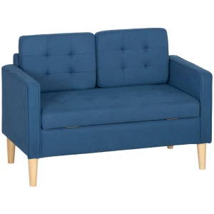 Sofa 2-seter med Skjult Oppbevaring – Knapper Blå 117 x 62 x 78 cm AS 