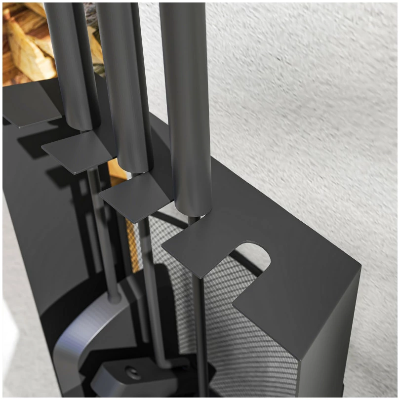 Ildstedverktøysett i metall med 5 deler og stativ 28 x 13 x 59,5 cm AS Ildstedverktøysett i metall med 5 deler og stativ 28 x 13 x 59,5 cm AS