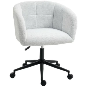 Kontorstol med justerbar høyde og fløyelslin-tekstil i krem og svart 65 x 59 x 75–85 cm AS Kontorstol med justerbar høyde og fløyelslin-tekstil i krem og svart 65 x 59 x 75–85 cm AS