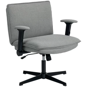 Kontorstol med ekstra bredt sete og nedfellbare armlener i grå lin-look 76 x 70 x 85–97 cm AS Kontorstol med ekstra bredt sete og nedfellbare armlener i grå lin-look 76 x 70 x 85–97 cm AS