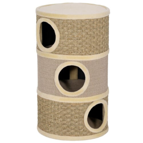 Klorestativ for katt med 3 huler og sisalmatte i khaki og kaffe 45 x 45 x 79 cm AS Klorestativ for katt med 3 huler og sisalmatte i khaki og kaffe 45 x 45 x 79 cm AS