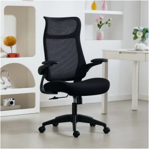 Ergonomisk kontorstol med nedfellbare armlener og meshrygg svart 64 x 65 x 108–118 cm AS Ergonomisk kontorstol med nedfellbare armlener og meshrygg svart 64 x 65 x 108–118 cm AS
