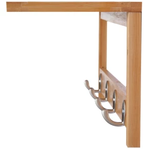 Veggmontert hattehylle i bambus med hylle og 4 kroker – 50 x 16 x 17,5 cm Veggmontert hattehylle i bambus med hylle og 4 kroker – 50 x 16 x 17,5 cm